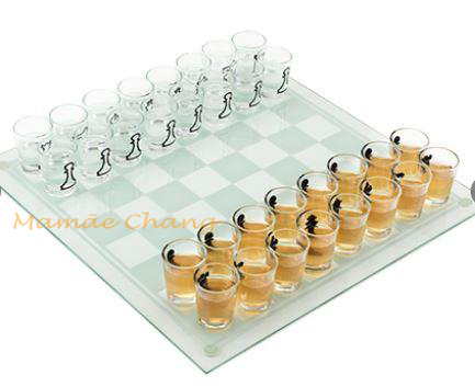 Jogo de Xadrez com copos para shot em vidro( 25 cm ) – OC03-8 – Mamãe Chang